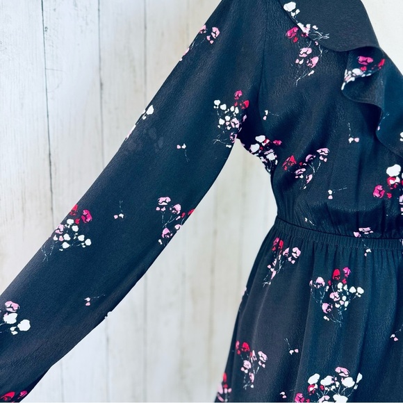 ✨ Express | Black Floral Ruffle Dress – Size Small - Picture 3 of 14